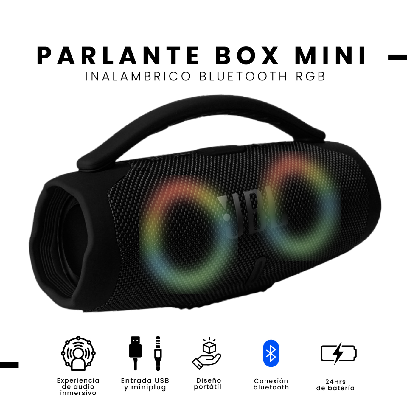 Parlante Mini Boom Box Bluetooth JBL Inalámbrico Negro Replic 1.1 - Image 5