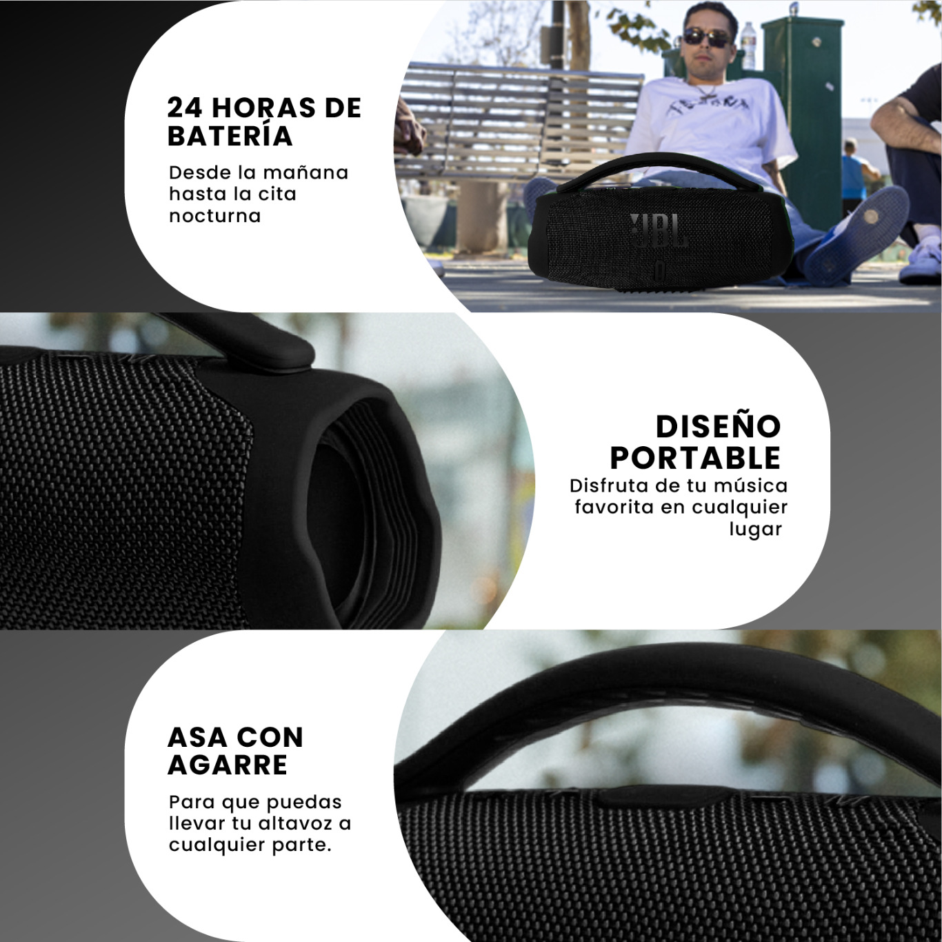 Parlante Mini Boom Box Bluetooth JBL Inalámbrico Negro Replic 1.1 - Image 3