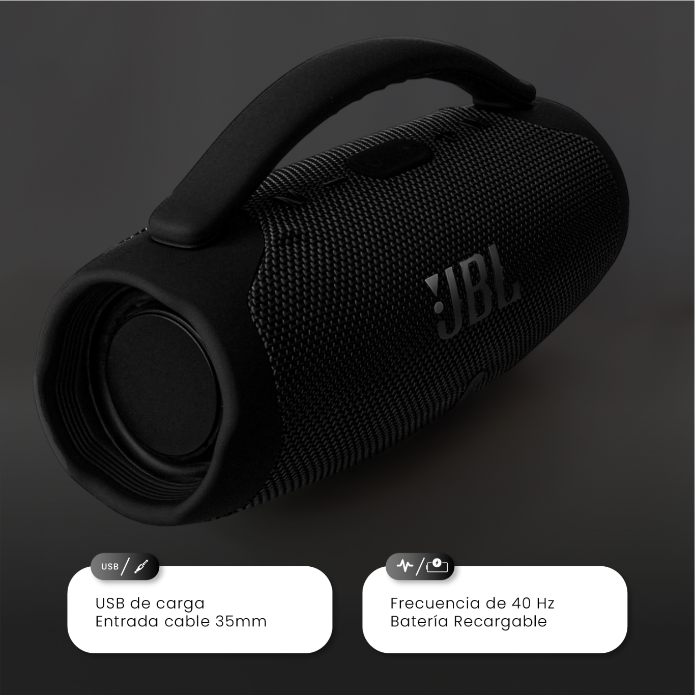 Parlante Mini Boom Box Bluetooth JBL Inalámbrico Negro Replic 1.1 - Image 4