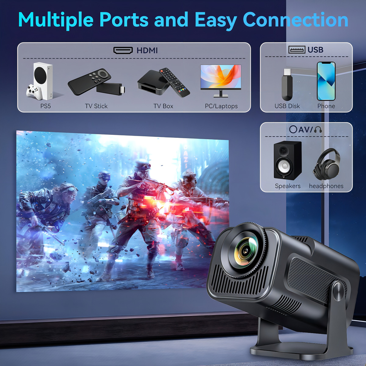 Mini Proyector Android Netflix 4k Hy320 Enfoque Automático 200 Pulgadas - Image 4