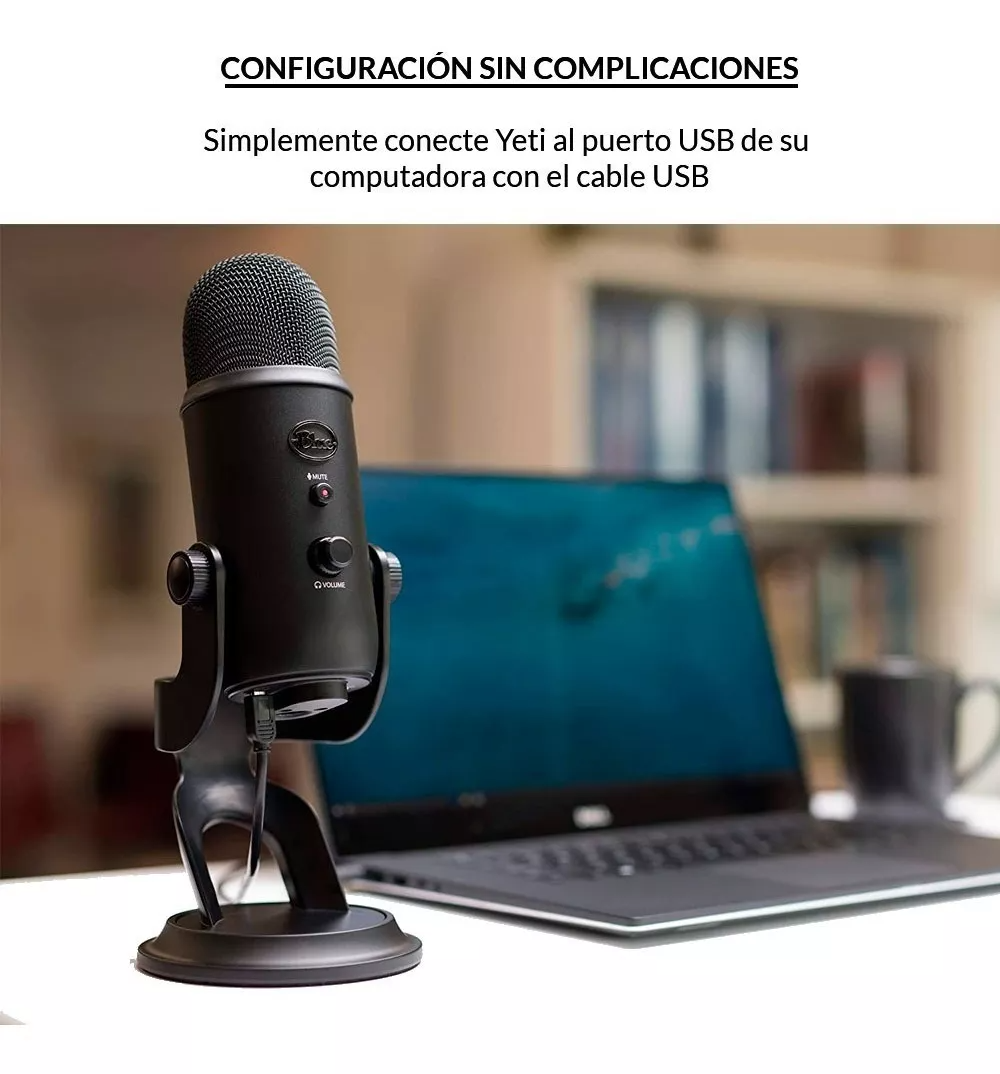 Micrófono USB Blue Yeti Condensador Omnidireccional Blackout Para PC - Image 2