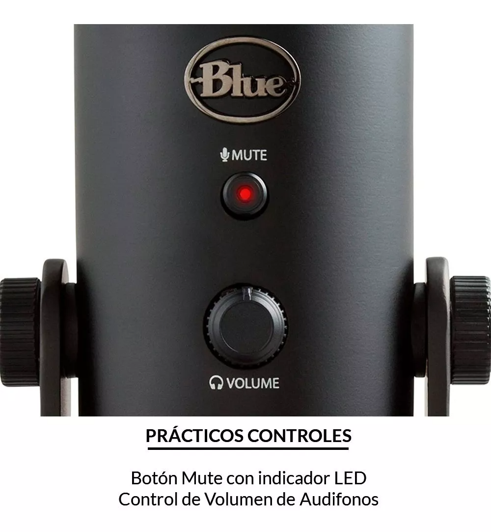 Micrófono USB Blue Yeti Condensador Omnidireccional Blackout Para PC - Image 7